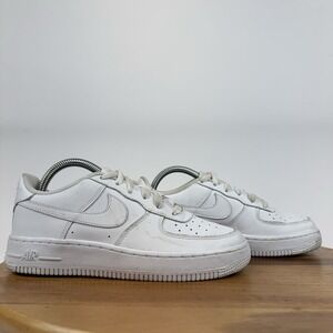 Big Kids Nike Air Force 1 LE GS Triple White Leather Low Sneakers Shoes Size 5.5